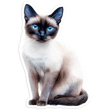 Siamese Cat Sitting - Vinyl Decal Sticker - Car Window Laptop - 30
