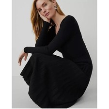 Ann Taylor V- neck sweater dress black Small Office Work