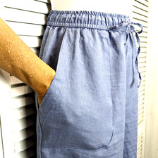 Andrea Jovine Linen Pulll on Pants Light Blue Med Langenlook Utility Pockets
