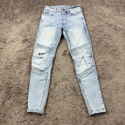 G Star Raw Jeans Mens 27 (25x28) Motac 3D Slim Light Wash Stretch Restored