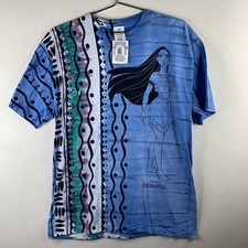 VTG Disney Pocahontas T Shirt 90s All Over Print Adult Small Movie promo NWT