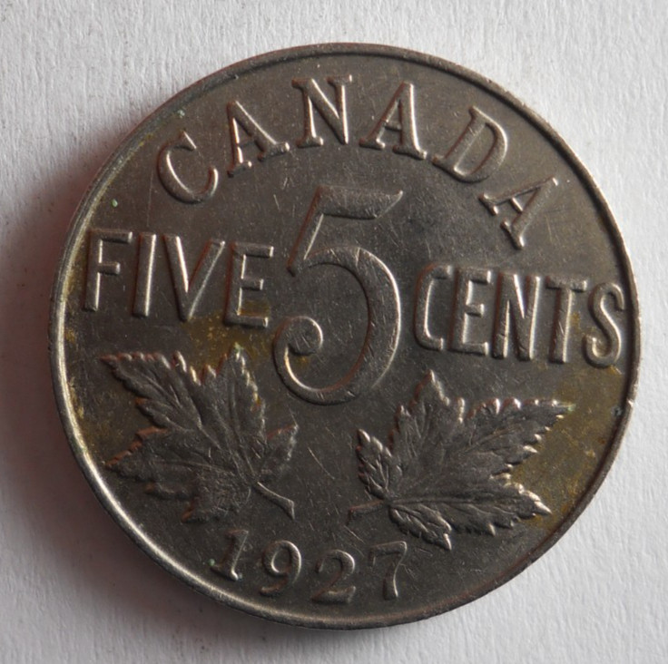 1927 CANADA 5 CENT - AU - Excellent Silver Coin - Lot U10