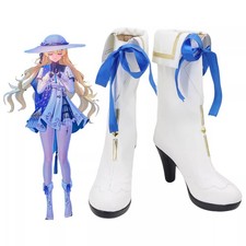 Wuthering Waves Phoebe Boots White Knee-high Zipper Heels Cosplay Shoes Prop New