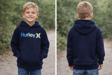 Hurley Boy's 2-Piece Fleece Lined Hoodie Cotton Blend Tee Set Midnight Navy