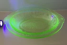 Vintage Uranium Glass Depression Cameo Oval Vegetable green Serving Dish