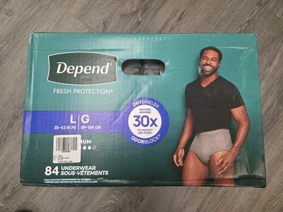 Depend Fresh Protection Men's Maximum Absorbency Underwear Large 84-Ct New