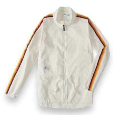 #ad #ad ALDI White Windbreaker Jacket Full Zip Stand Up Collar Logo Accents Unisex S $20.00