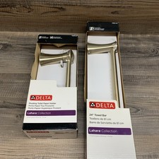 Delta Lahara 73850-CZ Champagne Bronze Toilet Paper Holder 73824-CZ Towel Bar