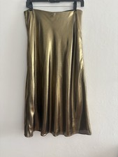 J Crew Marco Lame Long Skirt Antique Gold Size S