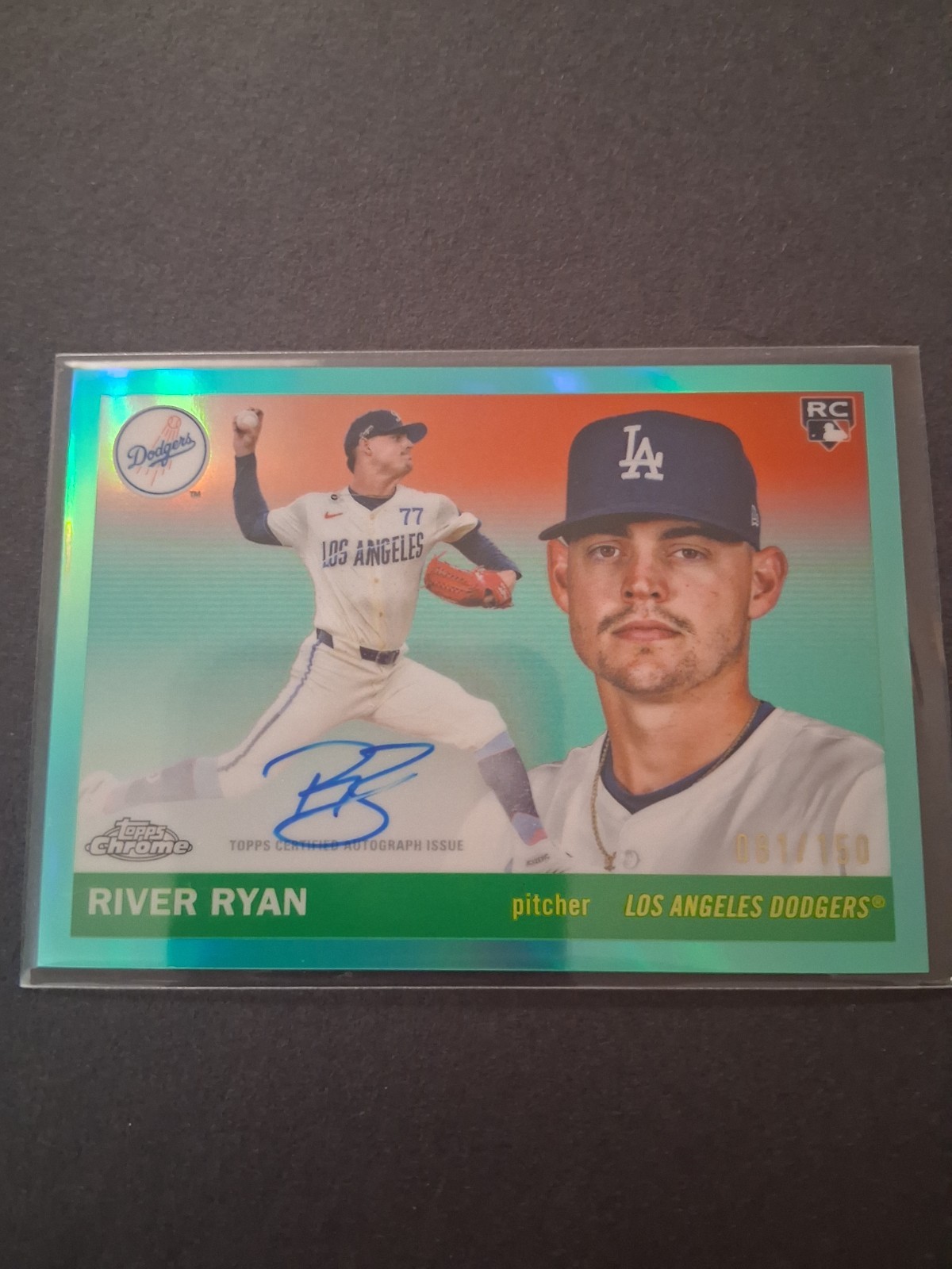 River Ryan Topps Chrome Platinum Rc Auto Aqua 081/150 Dodgers