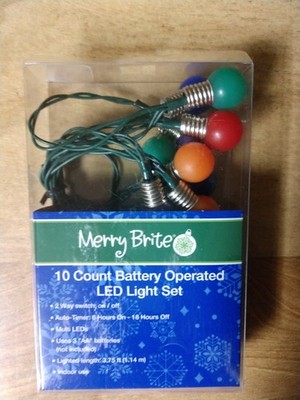 Merry Brite 10 Count Battery LED Light Set Multicolor Globe Style