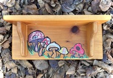 Hand Painted Wood Mushroom Shelf  Signed Aubri Dunklee  16  L X 5  D