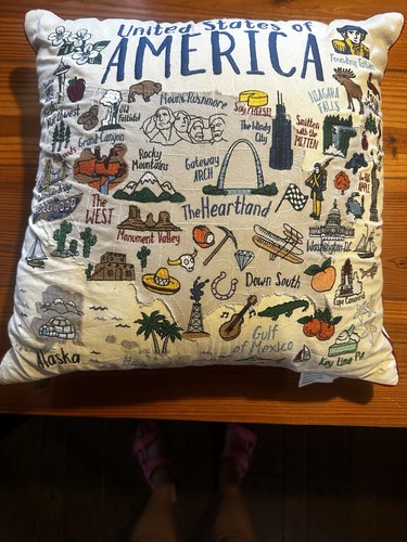 United States Of America Embroidered pillow grey whale outfitters decorative