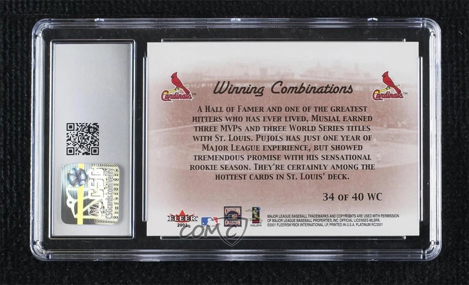 2001 Fleer Platinum Retail Stan Musial Albert Pujols #34WC CSG 8.5 Rookie RC HOF - Image 2 of 2