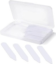 112PCS Dress Shirt Collar Stays White Plastic Inserts 4 Sizes with Holder