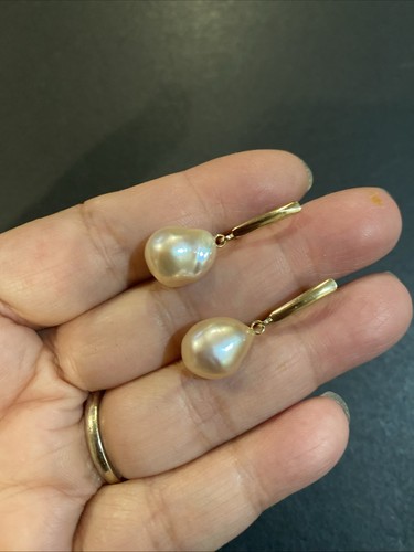 14K Gelbgold Barock Perlen Ohrhänger - Bild 6 von 8