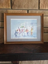Signed Tom Lynch Watercolor Print "Patriotic Innocence" Christmas Scene 29/500