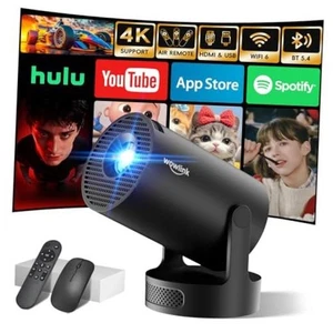 [Applaudissements & 2026 Mise à jour] Mini Projecteur avec WiFi 6 et Bluetooth noir