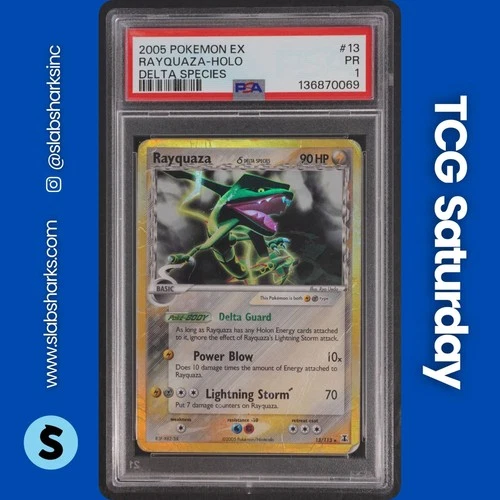 2005 POKEMON EX DELTA SPECIES #13/113 RAYQUAZA HOLO RARE PSA 1