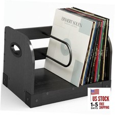 Vinyl Record Storage Rack for 65 LPs, Vinyl Record Album Holder Heavy Black