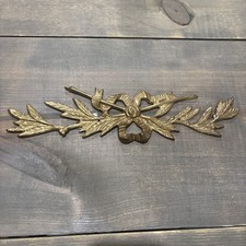 Vintage Solid Brass Wall Ribbon Pediment. 11 in. Made in India.