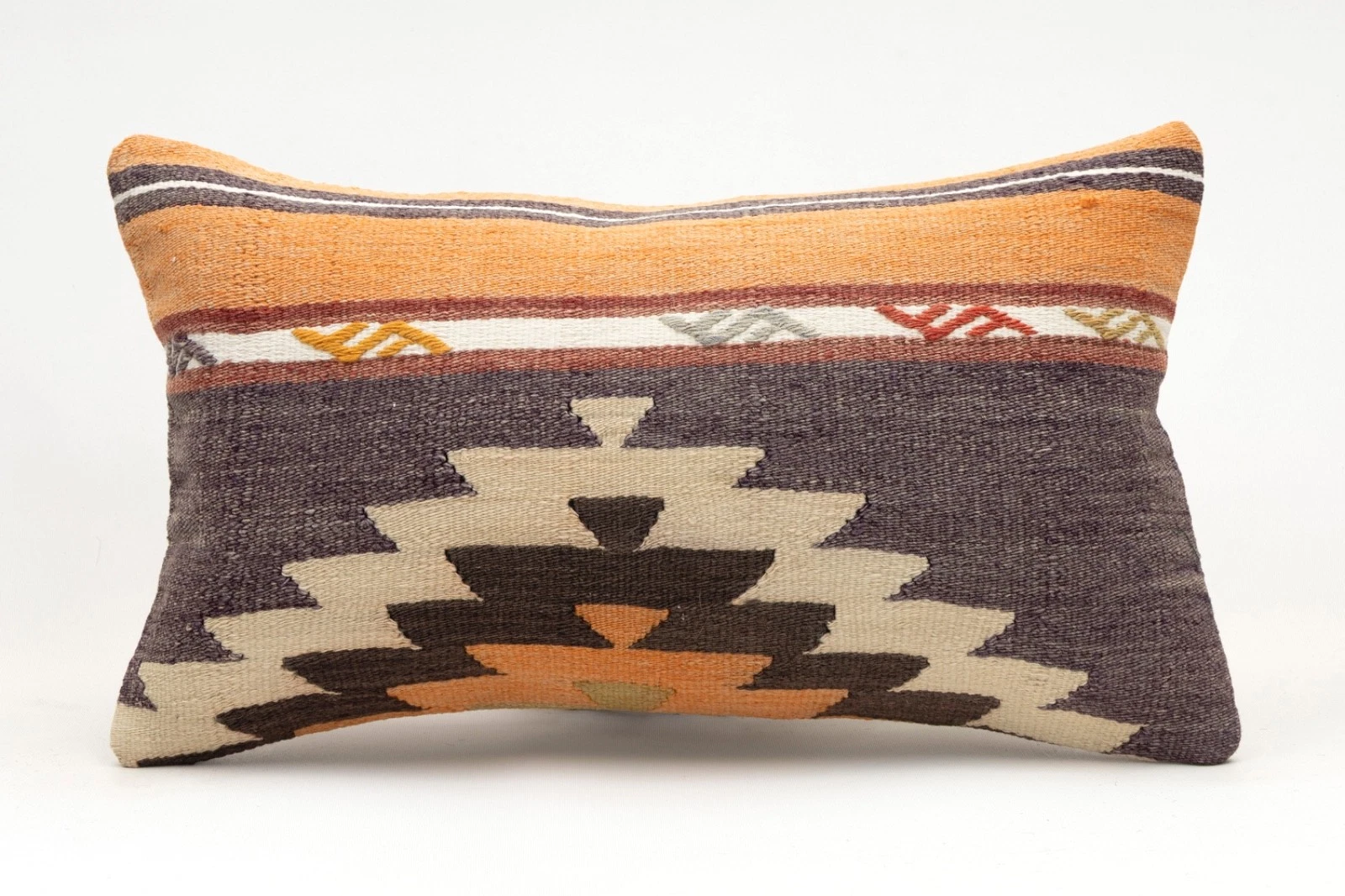 Decorative Pillow Cover, 12x20 in, Turkish Kilim Cushion, Boho Sofa Throw Pillow