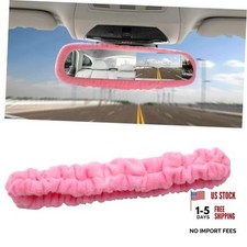 Elastic Plush Auto Rear View Mirror Protector - Stretchy Comfortable Car Pink