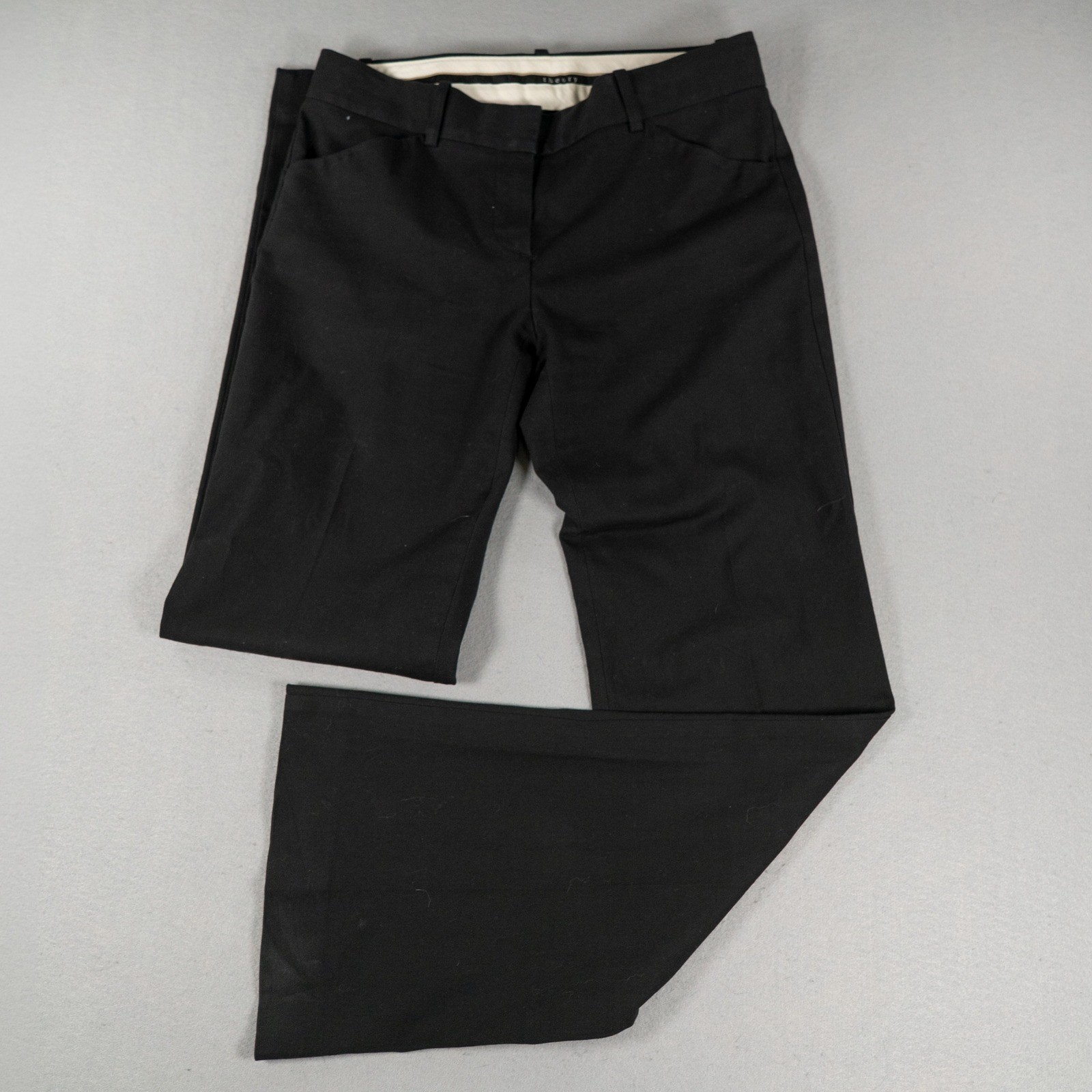 Theory Womens Pants Bootcut Stretch Cotton Mid Rise Black Size 4 Professional