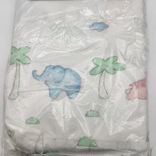 Adorable vintage baby receiving blanket elephants NOS lot of 2 Nursery