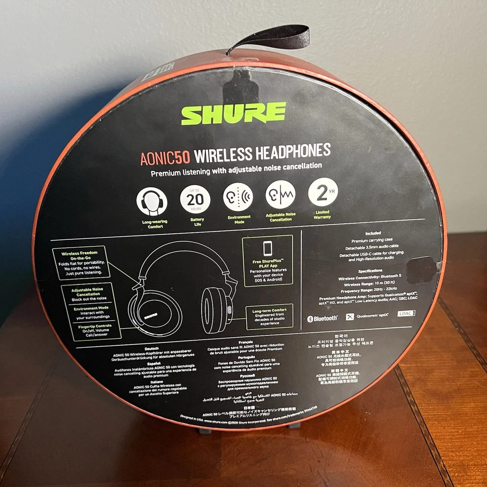 Shure AONIC 50 Wireless Noise Cancelling Headphones - Black OPEN BOX READ - Image 3 of 4
