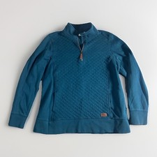 LL Bean Women's Large Quilted Quarter-Zip Pullover Turquoise Sweatshirt Outdoor
