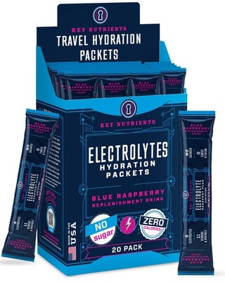 Electrolyte Drink Mix Powder 20-Pack Blue Raspberry Zero Sugar Hydration Packets