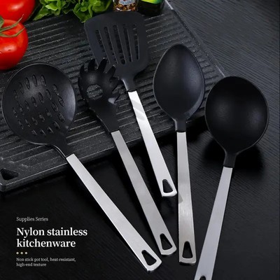 Premium 5 Piece Kitchen Utensil Set Nonstick Heat Resistant Stainless Steel