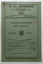 September 1935 Peru Indiana telephone directory