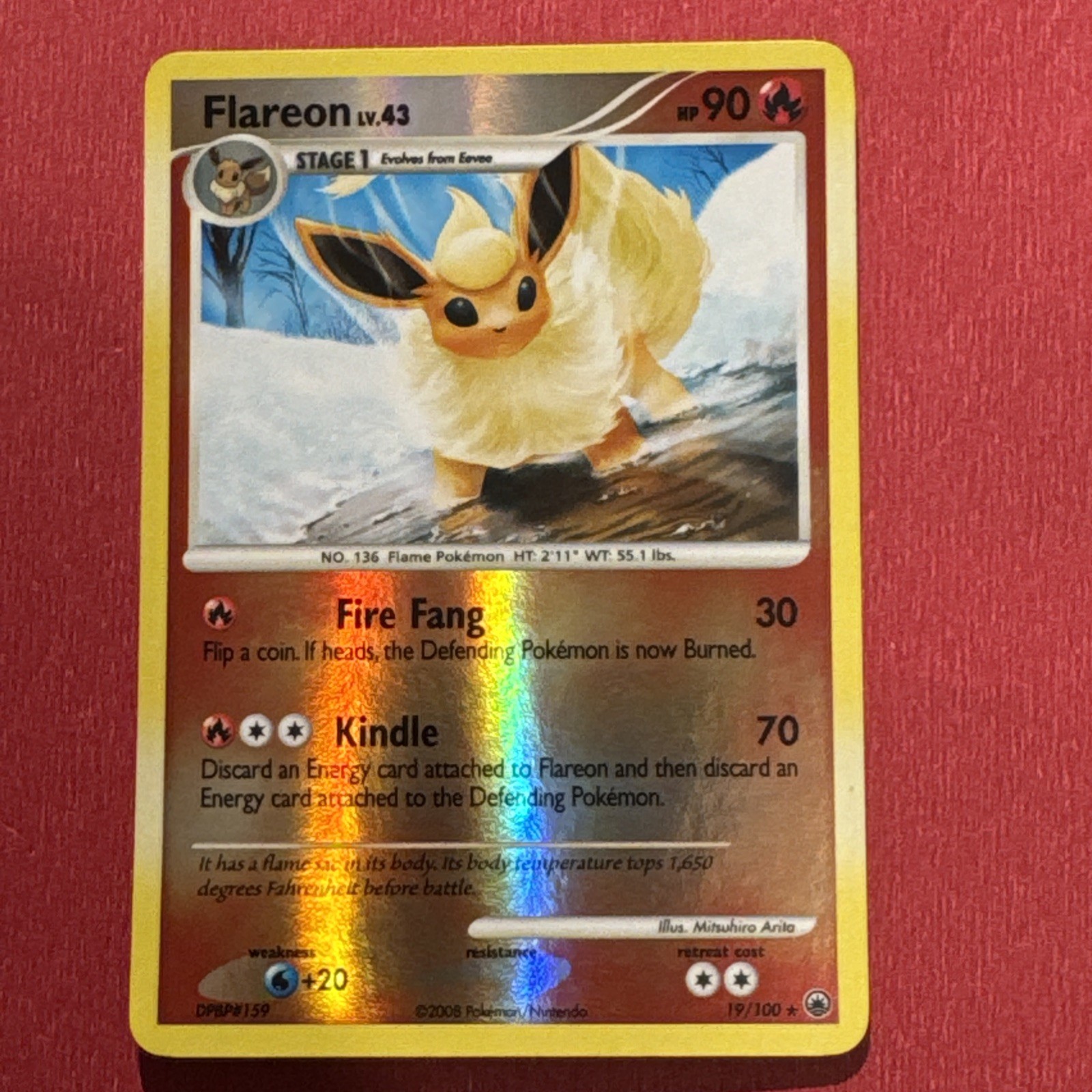 Flareon LV.43 Reverse HOLO Majestic Dawn Pokémon TCG 19/100 LP Raw Ungraded