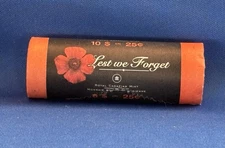Canada 2004 Color Lest We Forget Poppy RCM Quarter Roll (40 pcs)