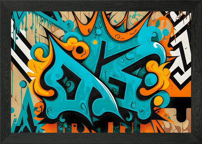 Grafitti Zeichnung gerahmtes Wandbild Poster Leinwanddruck Bild