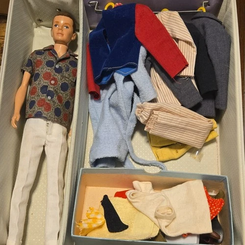 Mattel Ken Fashion Doll 1961 Vintage with Outfits, Accessories & Case