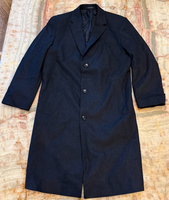 Boss Hugo Boss Stratus Mens Long Overcoat Black Single Breasted Size 44L