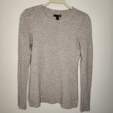 AQUA Women's Cashmere - 100 Cashmere Crewneck Pullover Sweater  Gray Small
