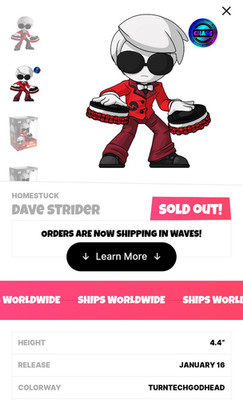 Youtooz Homestuck Dave Strider Vinyl Figure Brand New Sold Out W/ Protector
