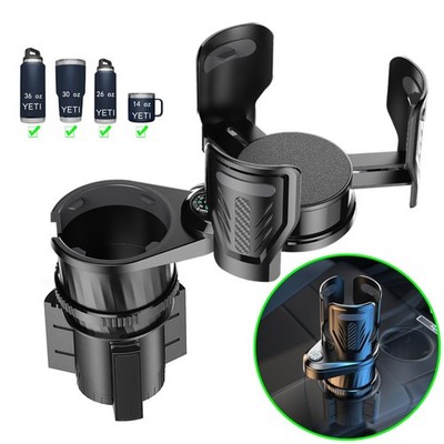 KUPAO Multifunctional 2 in 1 Cup Holder Expander for car，DualCup Black 