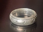 Vintage solid 925 Sterling Silver Vintage Mexico Circles Band Ring UK Size T