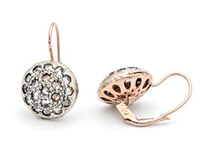 ✨Orecchini a toppa Antichi in Argento 925 Placcati Oro 18 kt con Zirconi Vintage