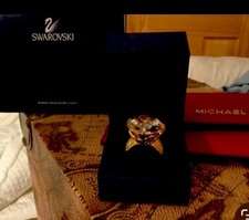 Swarovski Gold Plated Clear Crystal Cocktail Ring Size 55 MPN 1065529 heavy ring