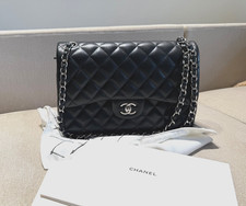 Borsa CHANEL Classic Jumbo nera trapuntata in pelle di agnello con doppia patta