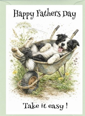 Border Collie Hund Vatertagskarte (6'' x 4'') - innen leer.