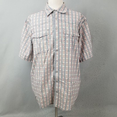 C.E. Schmidt Workwear Shirt Mens Large Blue Stripe Western Pearl Snap Cowboy