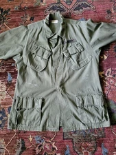 Vtg 60s Vietnam JUNGLE JACKET Shirt Medium Slant Pocket Rip Stop 1969 OG 107