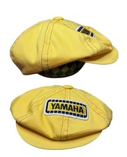 VINTAGE 70s Yamaha Team Newsboy Flat Hat Cap Motorycle Racing Motocross Large